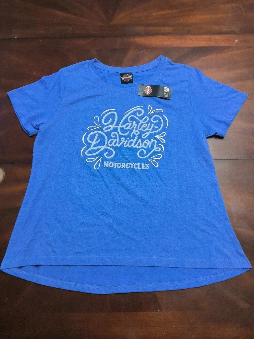 Harley Davidson Womens 2XL Royal Blue Graphic T-Shirt Script Tee NWT